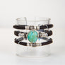 Turquoise and Diamond Espresso Brown Leather Wrap