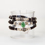 Green Kyanite and Diamond Espresso Brown Leather Wrap