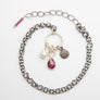 Red Teardrop Ruby with Diamond Charm and Pearl Necklace