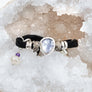 Tanzanite and Diamond Ink black leather Bracelet