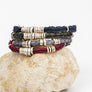 Mens Textured Leather Bracelet Wine