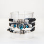 Blue Kyanite and Diamond on Ink Black Leather Wrap
