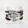 Sea Green Moss Aquamarine and Diamond Espresso Brown Leather Wrap