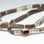 Rhodolite Garnet and Pavé Diamonds Chocolate Brown Leather Wrap