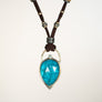 Blue Apatite and Diamond Leather Necklace