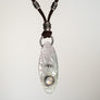 Moonstone and Pavé Diamond Leather Necklace