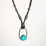 Turquoise and Pavé Diamond Leather Necklace