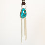Turquoise and Pavé Diamond Necklace with Sterling Fringe