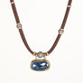 Blue Sapphire Necklace w/Pavé Diamond and 14k Gold