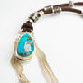 Turquoise and Pavé Diamond Necklace with Sterling Fringe