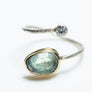 Moss Aquamarine and Gold Open Wrap Ring