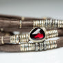 Rhodolite Garnet and Pavé Diamonds Chocolate Brown Leather Wrap