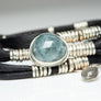 Blue Tourmaline Espresso Brown Leather Wrap