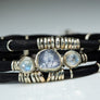 Tanzanite and Moonstone Ink Black Leather Wrap
