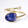 Tanzanite Diamond and Gold Open Wrap Ring