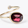 Rhodolite Garnet Gold and Diamond Open Wrap Ring
