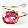 Tourmaline Diamond Gold Open Wrap Ring