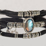 Labradorite Ink Black Leather Wrap