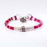 Pavé Diamond Barrel Magenta Leather Bracelet