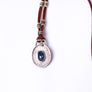 Blue Sapphire and Pavé Diamond Leather Necklace