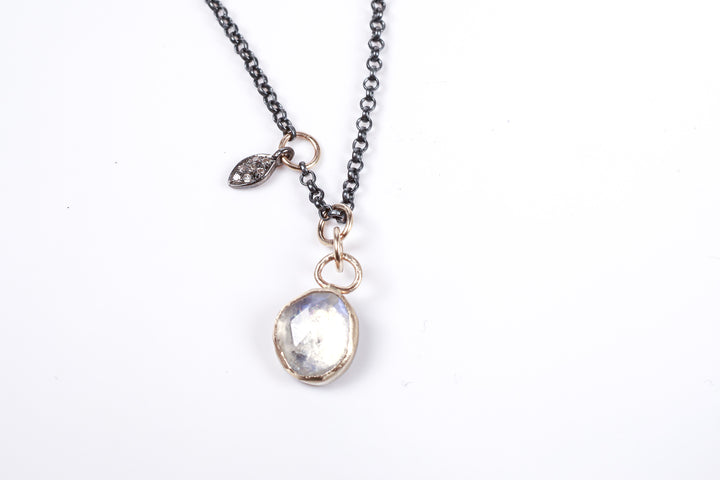 Moonstone with Gold and Sterling Silver Necklace