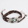 Bi-Color Blue Green Tourmaline, Moonstone & Pavé Diamond Chocolate Brown Wrap Bracelet