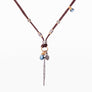 Pavé Diamond Spike with London Blue Topaz and Gold and Leather Necklace