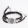 Blue Tourmaline And Moonstone With Pavé Diamond Espresso Brown Leather Wrap