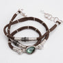Bi-Color Blue Green Tourmaline, Moonstone & Pavé Diamond Chocolate Brown Wrap Bracelet