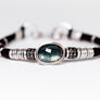 Moss Aquamarine & Pavé Diamond Leather Bracelet