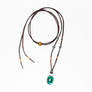 Green Onyx with Gold and Pavé Diamond Leather Necklace