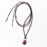 Ruby With Gold & Pavé Diamond Leather Necklace