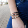 Dark Maroon Tourmaline and Moonstones Espresso Leather Wrap