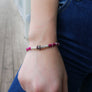 Pavé Diamond Barrel Magenta Leather Bracelet