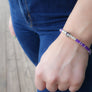 Pavé Diamond Barrel Bright Purple Leather Bracelet