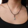 Moss Aquamarine and Pavé Diamond Necklace