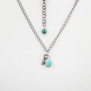 Small Oval Turquoise Drop with Diamond Charm