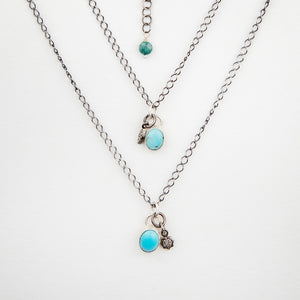 Small Oval Turquoise Drop with Diamond Charm