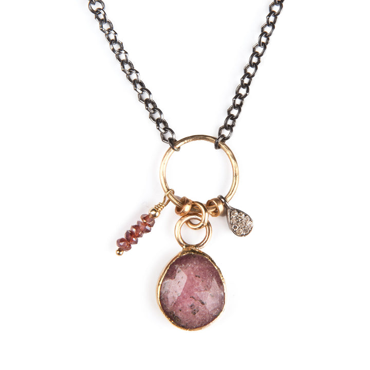 Pink Tourmaline and 14k Gold Necklace