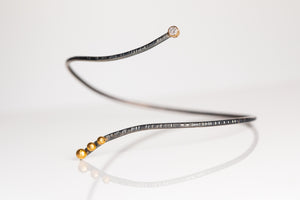 Diamond and Gold and Sterling Bangle