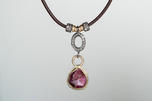 Maroon Tourmaline and Pavé Diamond Necklace