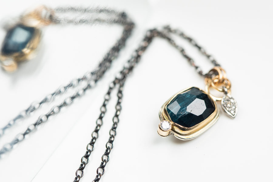 Indicolite Tourmaline and Diamond Necklace