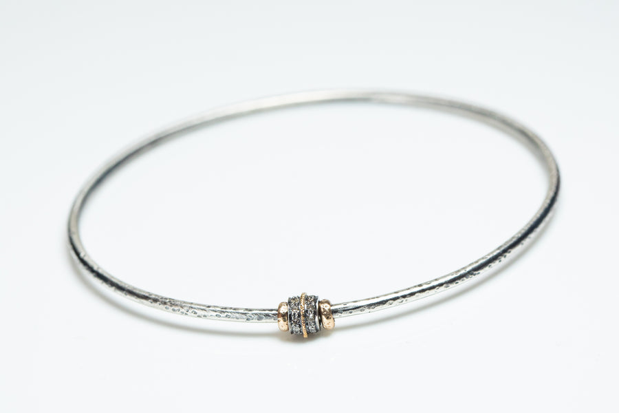 Sterling and Gold Pavé Diamond Bangle