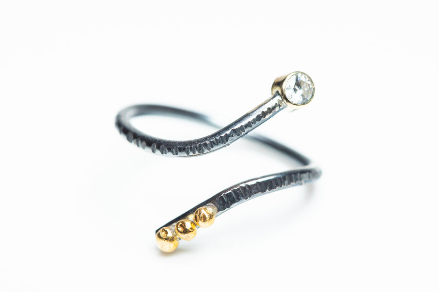 Sterling Silver and Gold Open Wrap Ring