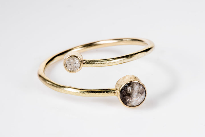 Champagne Diamond Gold Open Wrap Ring