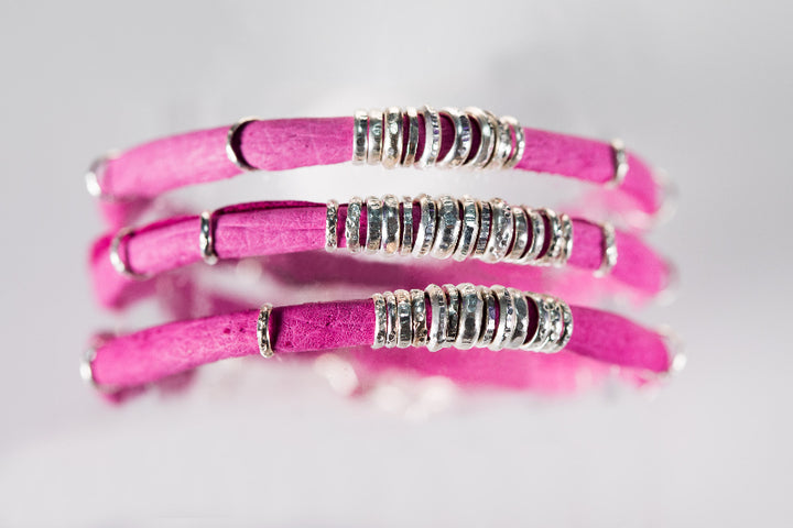Bright Pink Leather Wrap