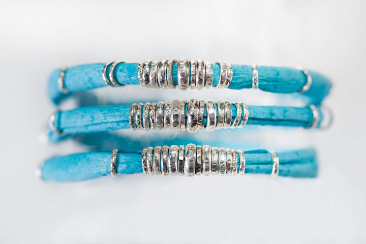 Bright Turquoise Leather Wrap