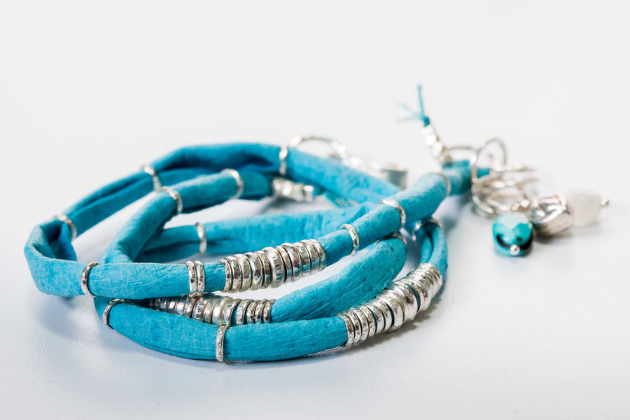 Bright Turquoise Leather Wrap