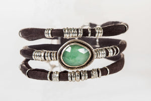 Chrysoprase Chocolate Leather Wrap