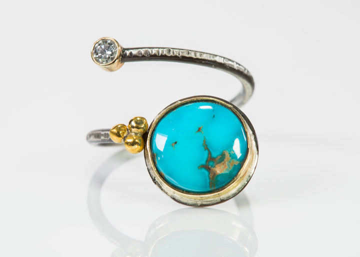 Candelaria Turquoise & Diamond Open Wrap Ring
